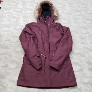 Columbia Jacket Womens Small Purple Full Zip Hooded Fur Long Sleeve